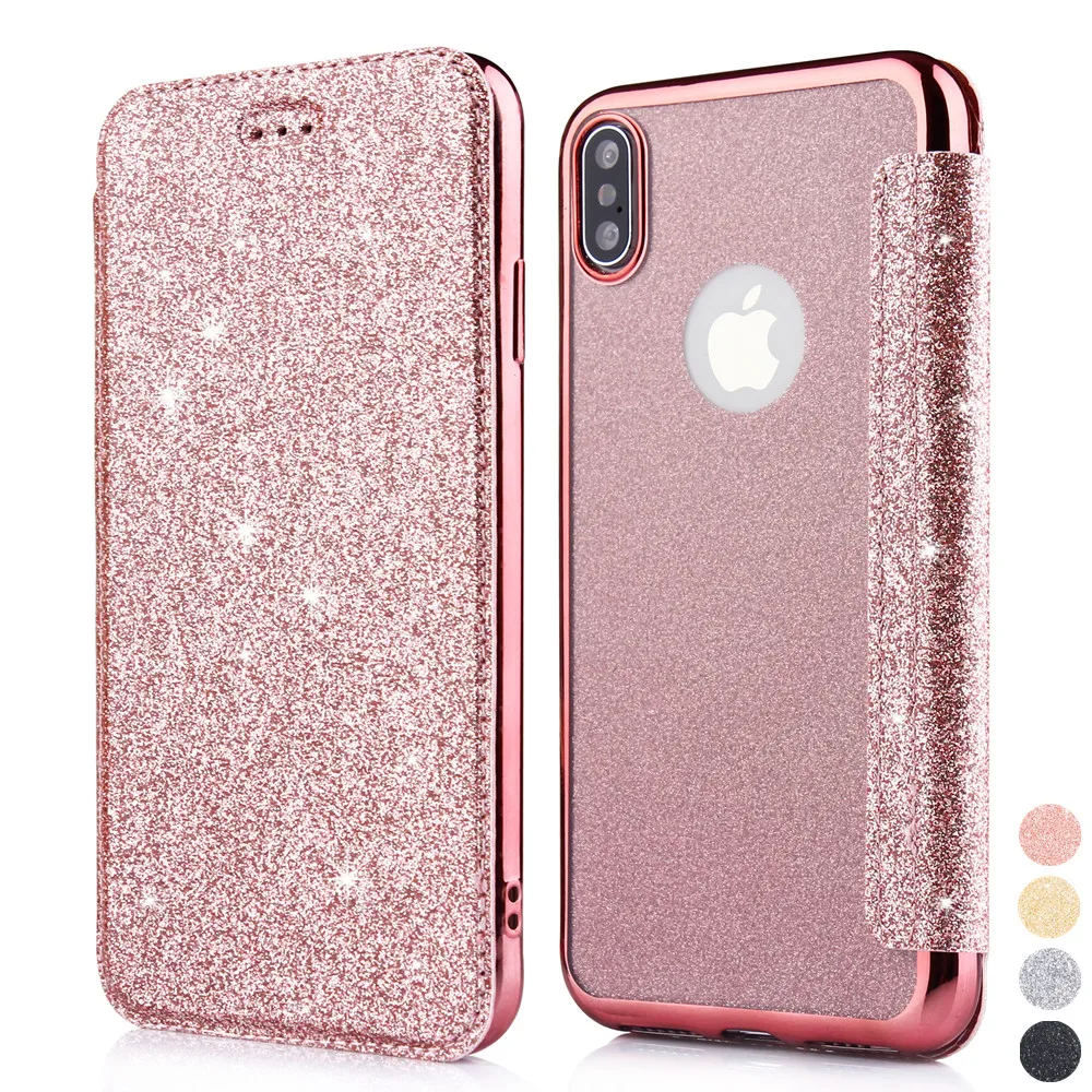 Glitter Slim Leather Wallet Flip Phone Cover For iPhone X XR XS MAX Case for iphone 7 8 6 6S Plus 5 5S SE Soft TPU Back |