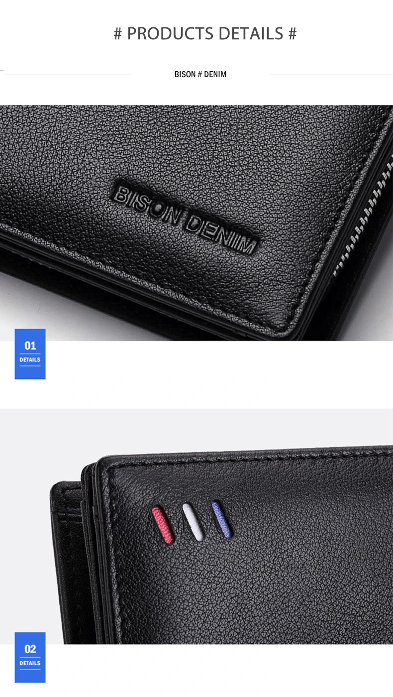 BISON DENIM, люксовый бренд, мужской кошелек из воловьей кожи, мужской кошелек с карманом на молнии, качественный мужской клатч, кошелек из натуральной кожи, N8206