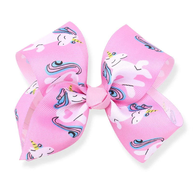 5 inch party Bows Hair Clips Graffiti Knot Hairgrips Kids DIY Princess Ribbon Accessories Handmade Unicorn Hairpin | Детская одежда и