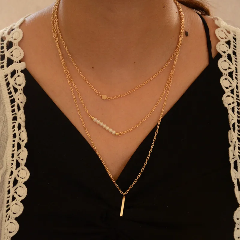 Женское жемчужное ожерелье Sindlan длинное Золотистое Ожерелье с подвесками