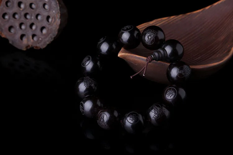 Натуральное черное дерево 15 мм 20 бусины буддийские молитвенные браслеты