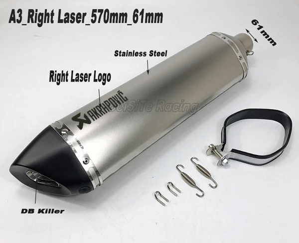 A3 Right Laser 61mm Левый и правый 51 мм 61 мм мотоцикл Akrapovic глушитель универсальный мотоцикл скутер глушитель побега с DB Killer - Цвет: A3 Right Laser 61mm
