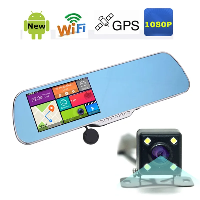 Автомобильный видеорегистратор зеркало заднего вида 5 0 дюйма GPS навигация Wi Fi