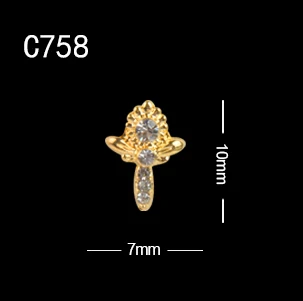 10pcs C758 10 шт./лот, японский дизайн, 3D Стразы, Ретро стиль, волшебная палочка, палочка, сплав, сделай сам, украшение для ногтей - Цвет: 10pcs C758