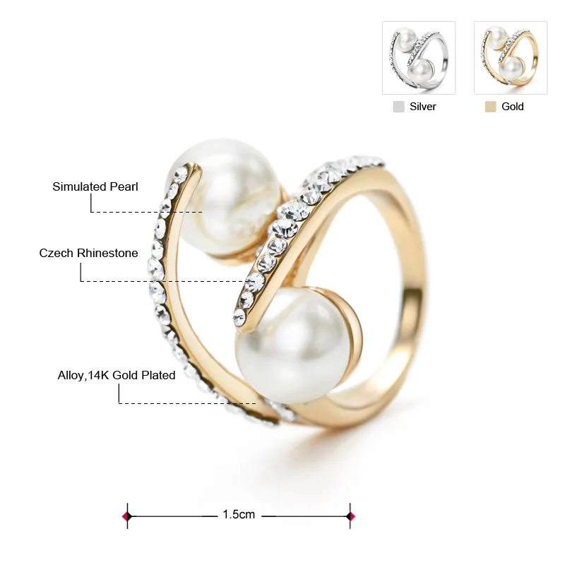 Neoglory элегантные кольца стразы свадебные брендовые дизайнерские подарки