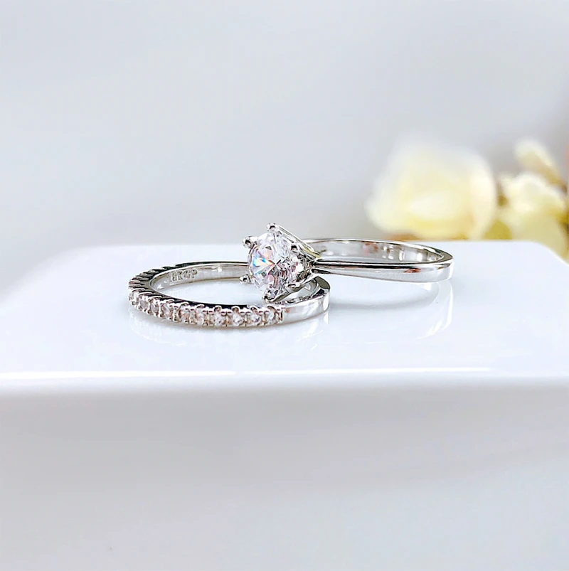 Розовое золото цвет Высокое качество Блестящий 6 мм 0.75ct циркония микро