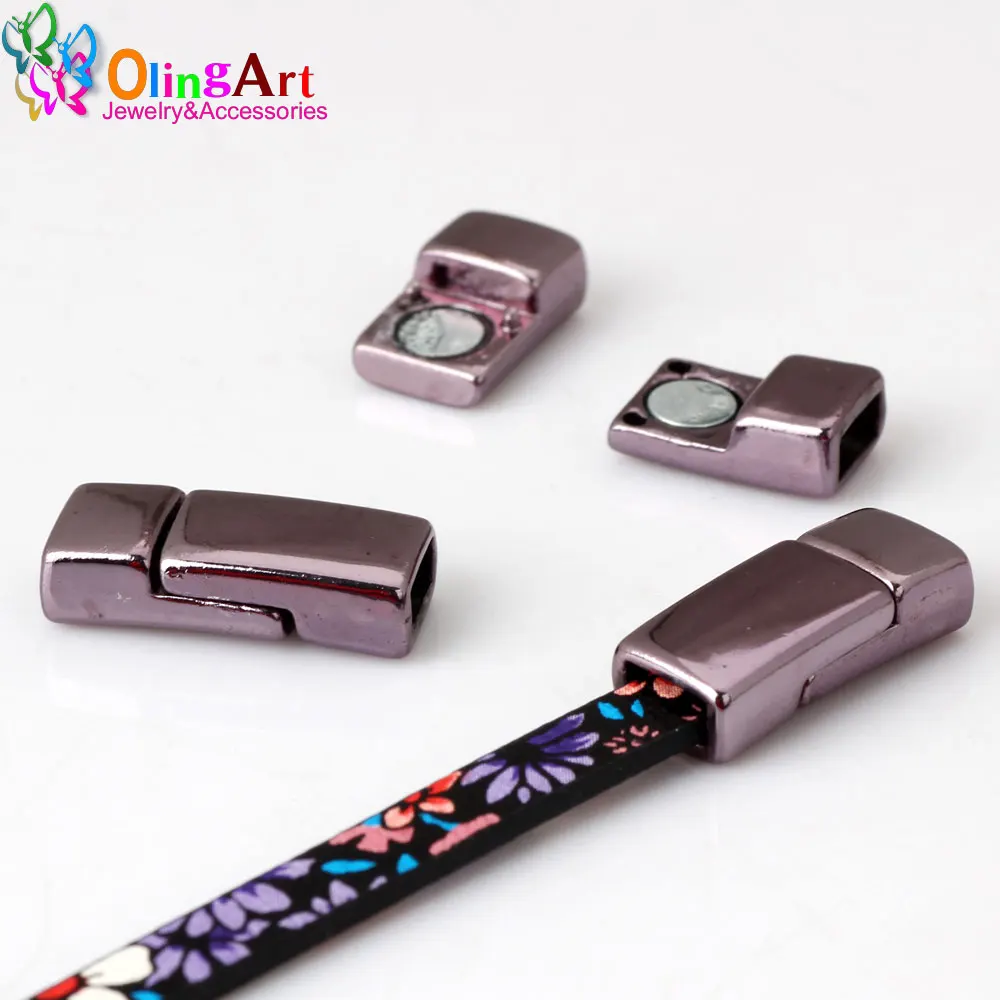 OlingArt, 20*8 мм, 4 шт./лот, магнитная застежка, покрытая золотом KC/розовым золотом/родием/фиолетовым, для изготовления ювелирных изделий, сделай сам, 5*2 мм, кожаный шнур, браслет