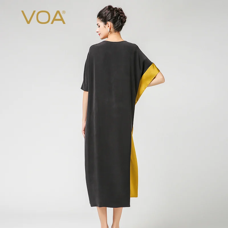 Женское винтажное платье VOA размера плюс Свободное длинное из тяжелого шелка с