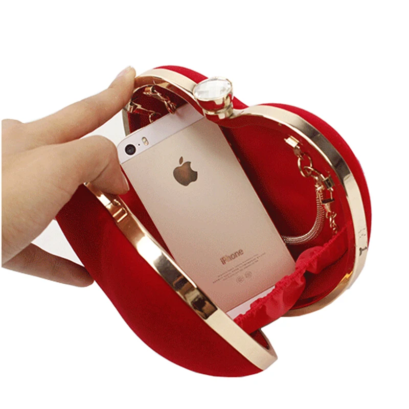 В форме сердцы чёрная/красная вечерняя сумочка Для женщин Свадебные милые сумки