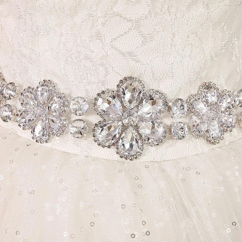 Свадебное платье IvoryTulle для беременных с кристаллами и поясом длиной до пола