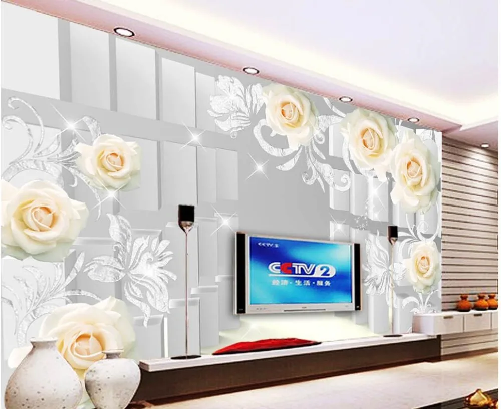 Современные обои для гостиной розы 3D стерео с цветами 3d стереоскопические