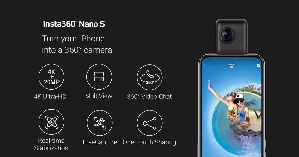 Insta360 Nano S камера 4 K 360 VR для iphone X iphone 8 iphone 7 экшн подводная камера водонепроницаемый шлем Cam