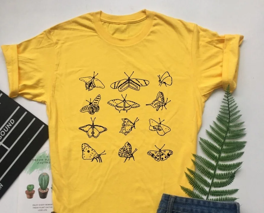 sunfiz YF Butterfly T-shirt Shirt Vintage Graphic Tee Womens | Женская одежда