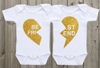customize glitter best friend twin newborn infant baby bodysuit onepiece romper outfit coming home toddler shirt party gifts
