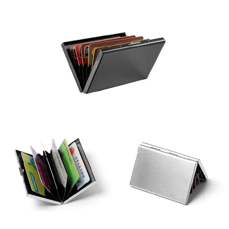 RFID Блокировка бумажник тонкий безопасный нержавеющей стали Бесконтактный