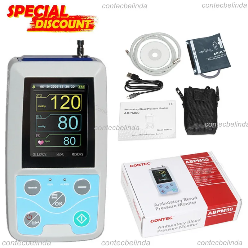 Амбулаторный монитор кровяного давления NIBP Holter ABPM50 USB Программное обеспечение 24 часа записи CONTEC новейшие