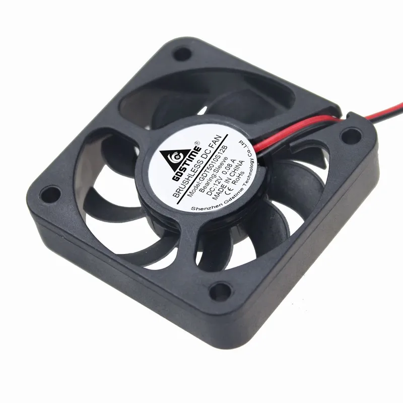 Gdstime 5 Pieces 12V DC Cooling Fan 50mm 5cm 2Pin Brushless Cooler PC Case Radiator 5010 50x50x10mm 9 Blades | Компьютеры и офис
