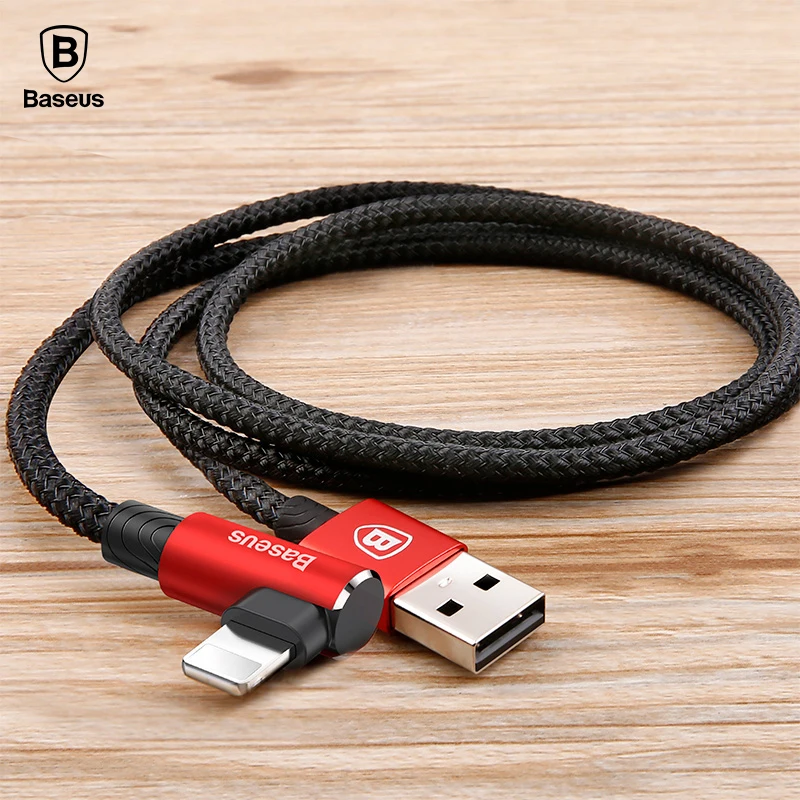 Baseus 90 градусов USB кабель для Iphone 5 6 6S 7 8 Быстрая зарядка iPad зарядное устройство L