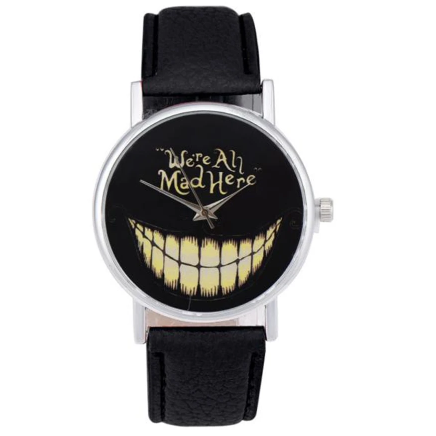 Мужские наручные часы со смайликом повседневные из натуральной кожи мужские для