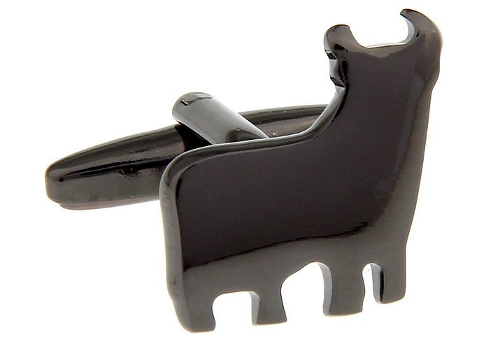 RareThe корова плоские гладкие металлические черные запонки для мужских запонков