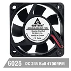 2 шт., Gdstime, 24 В, 4700 обмин, шарикоподшипник 60*60*25 мм, постоянный ток, 24 В, 2-контактный, кулер безщеточный шт., чехол для процессора, вентилятор охлаждения 6025