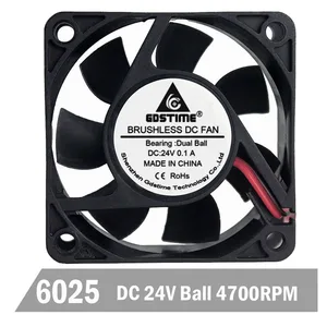 2 шт., Gdstime, 24 В, 4700 обмин, шарикоподшипник 60*60*25 мм, постоянный ток, 24 В, 2-контактный, кулер безщеточный шт., чехол для процессора, вентилятор охлаждения 6025