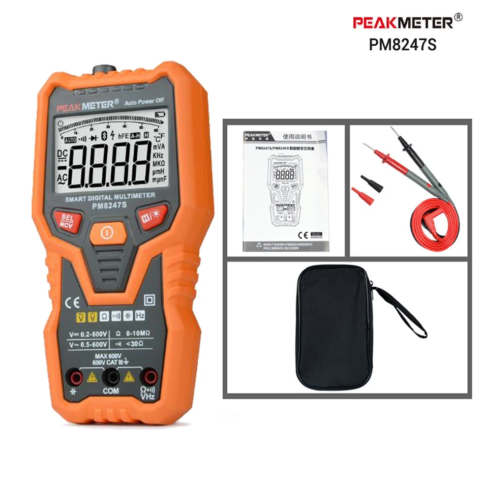 Peakmeter Multimetro умный полностью автоматический Диапазон Цифровой мультиметр