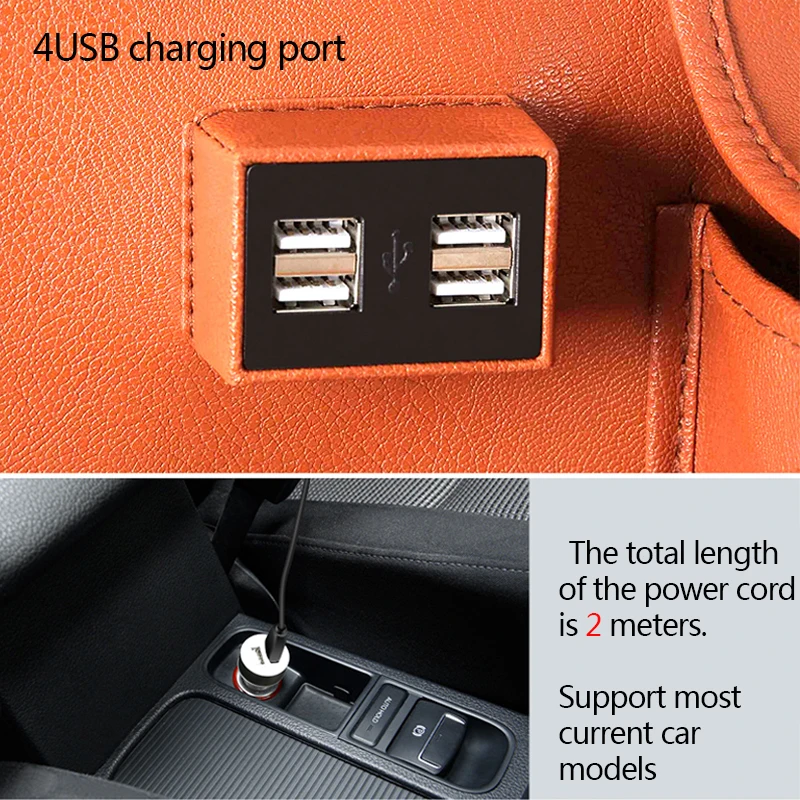 Автомобильный органайзер для сидения, сумка на заднюю часть, USB зарядка для телефона, автомобильное сиденье, держатель для хранения, для путешествий, многофункциональный карманный, автомобильные аксессуары