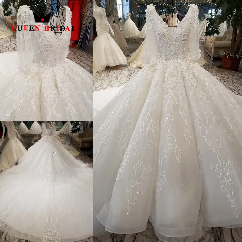 Бальное платье 2021 robe de mariee с V образным вырезом кружевное украшенное бисером vestido