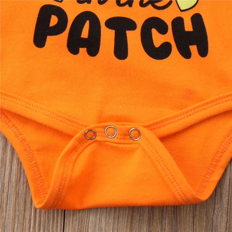 PUDCOCO Baru Lahir Halloween Bayi Anak Laki-laki Anak Perempuan Labu Oranye Kasual Bodysuit Pakaian Kostum Pakaian
