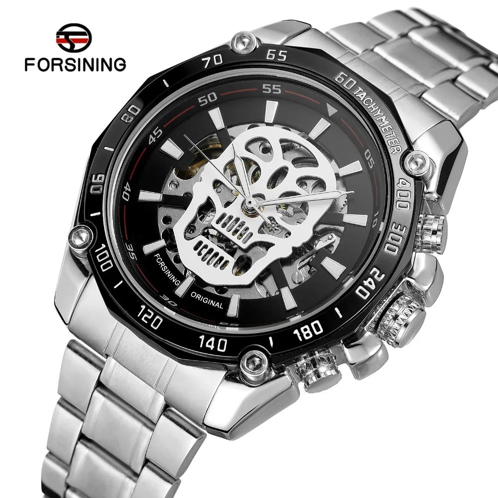 FORSINING мужские модные часы в стиле стимпанк автоматический браслет из нержавеющей