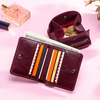 contacts genuine leather small wallet women short card holder wallets for women hasp coin purse mini clutch bag portfel damski