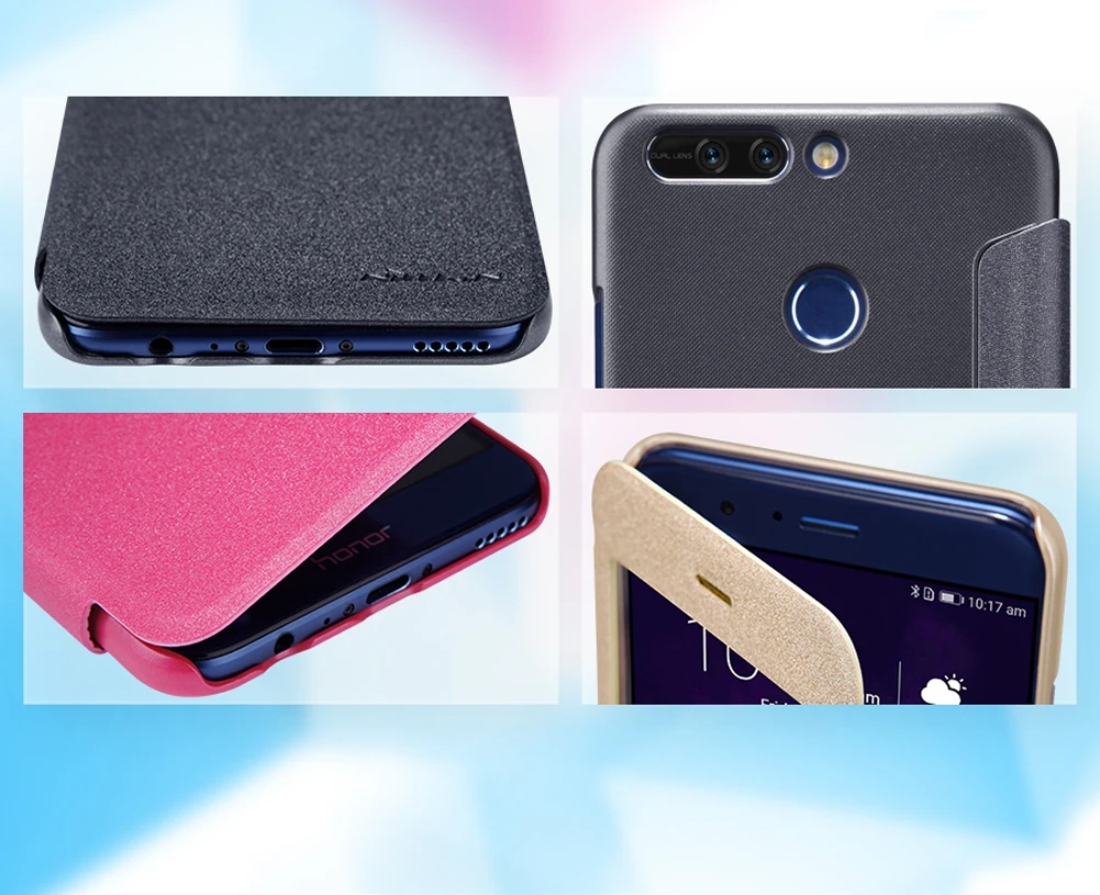 Чехол книжка для Huawei Honor V9 чехол из искусственной кожи Nillkin с блестящим покрытием