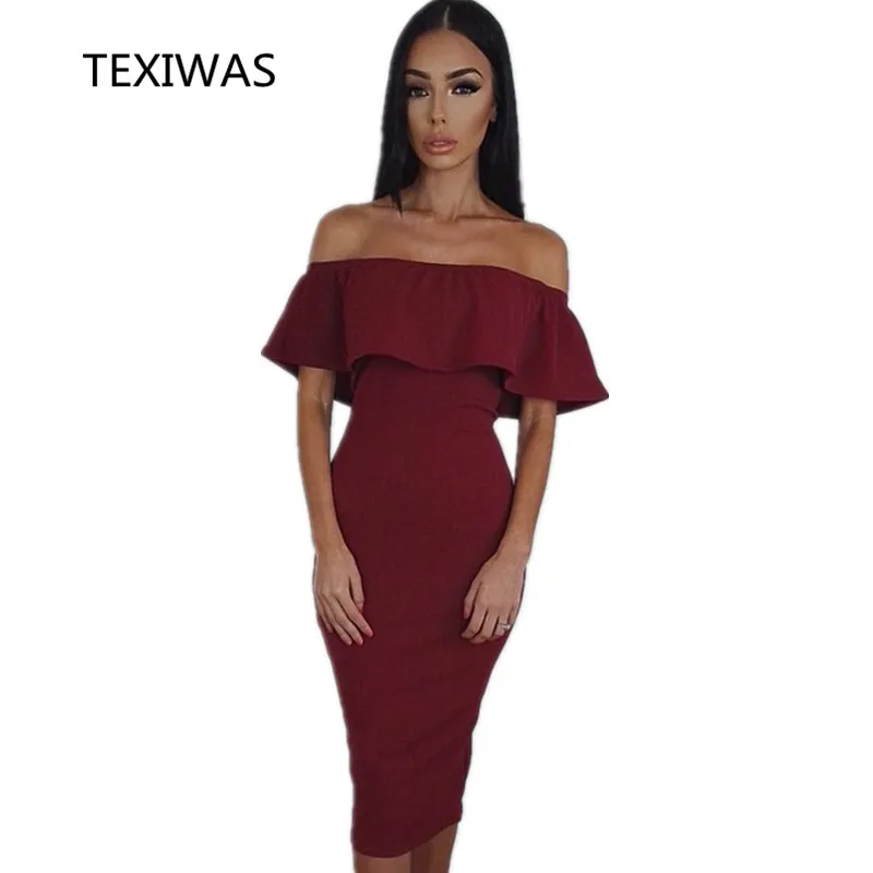 TEXIWAS 2017spring summer new fashion casual womendress off shoulder sexy Butterfly Sleeve high quality ladies Bifurcation dress | Женская