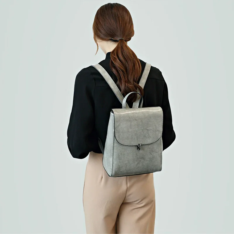 Women Backpack Schoolbag Genuine Leather School Feminina Backpacks 2018 Travel Bag Mochila DALFR | Багаж и сумки
