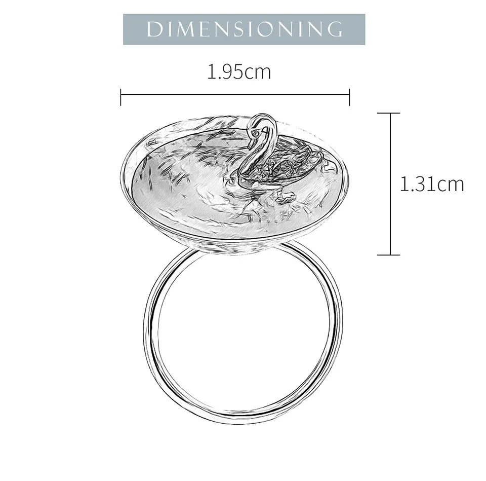 Lotus Fun реальные 925 серебро Fine Jewelry Природный творческий ручной работы дизайнера поэтический лебедь в море кольца для Для женщин bijoux