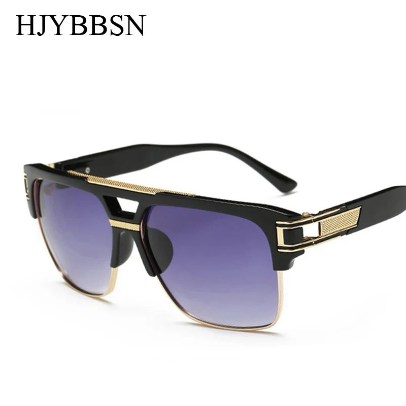

HJYBBSN Metal Oversize Sunglasses Men Brand Designer Points Women/Men Vintage Eyewear Driving Sun Glasses gafas de sol