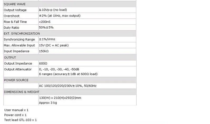 Быстрое прибытие GWINSTEK GAG-810 1 МГц аудио сингальный генератор с 0.02% низким синусоидальным искажением