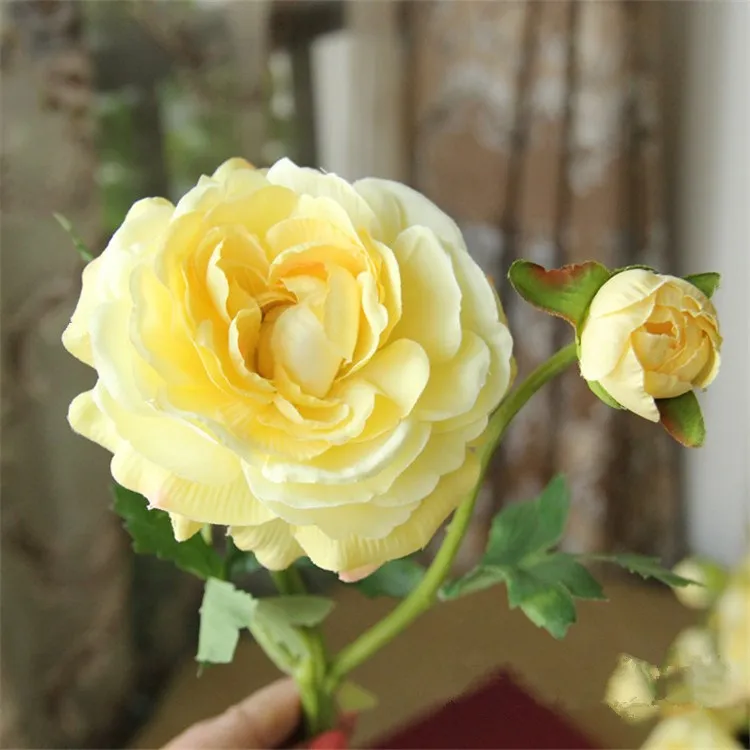 Light yellow Искусственный Пион свадебное украшение mariage рождественские украшения для дома Имитация настоящий на прикосновение шелк роза декоративный цветок - Цвет: Light yellow