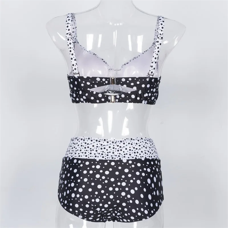 2019 Bikini Large size high waist split swimsuit printed with steel bracket shoulder pad and adjustable | Спорт и развлечения