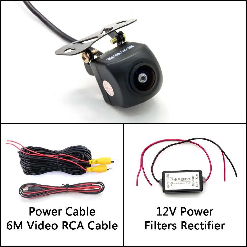Camera With Filter Owtosin 175 градусов Рыбий глаз объектив HD резервный обратный ночное видение камера заднего вида для парковки монитор - Название цвета: Camera With Filter