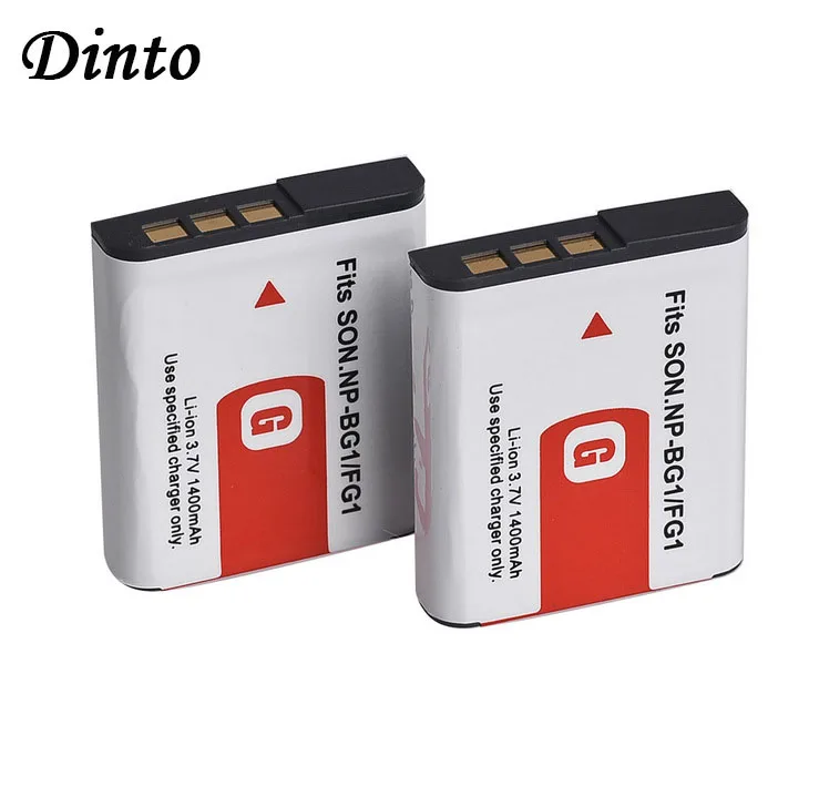 

Dinto 2 шт. 1400 мА/ч, NP-BG1 NP-FG1 NPBG1 NPFG1 NP BG1 NP FG1 Перезаряжаемые Камера Батарея для Sony комплектующие фотоаппарата Sony DSC H3 H5 H7 W70 W80 WX1