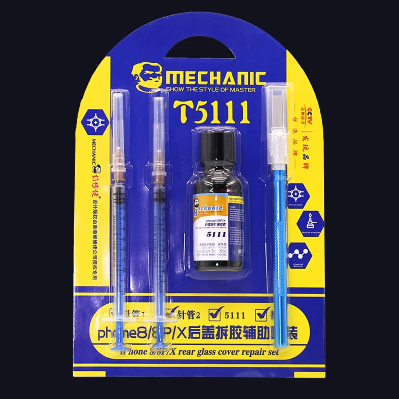 Инструменты для ремонта стеклянной крышки MECHANIC T5111 IPhone XS MAX/XS/XR/8P/8 клей удаления