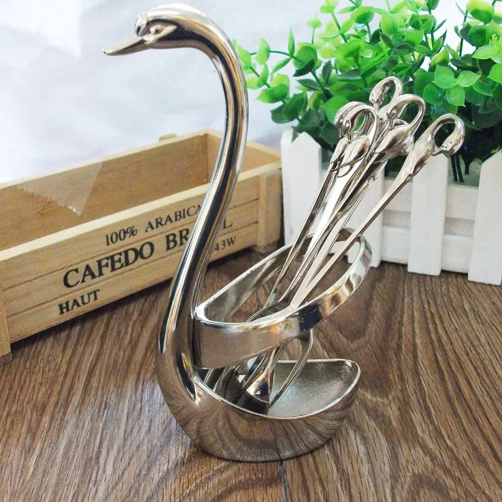 Dehomy 1Set Swan Dinnerware Forks Holder Tableware Set Kitchen Utensils For Wedding Party Application | Дом и сад