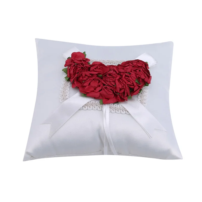 Red Romantic Rose Heart Square European Wedding Decor Cushion Party Supplies Ring Pillow Bedding Set | Дом и сад