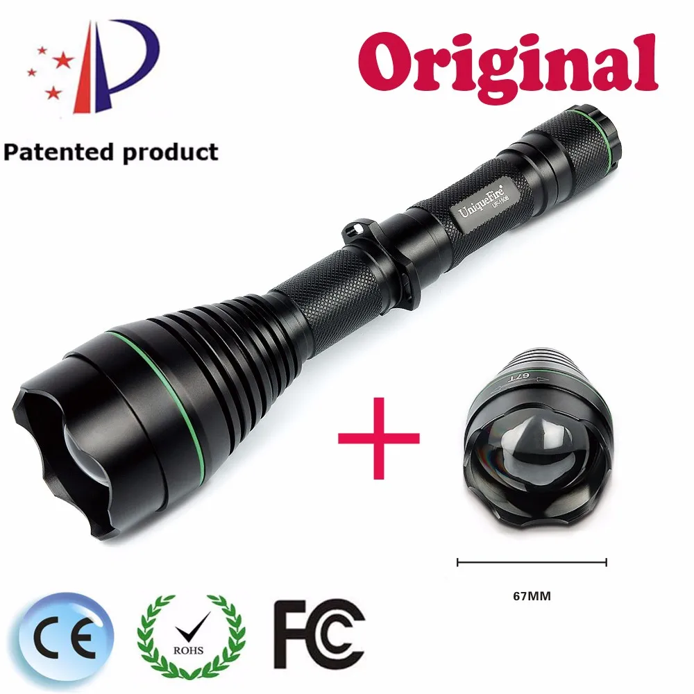 UniqueFire IR 850nm светодиодный фонарик высокой мощности 1508-50 мм 3 режима перезаряжаемый фонарь+ 67 мм Головка Масштабируемые огни