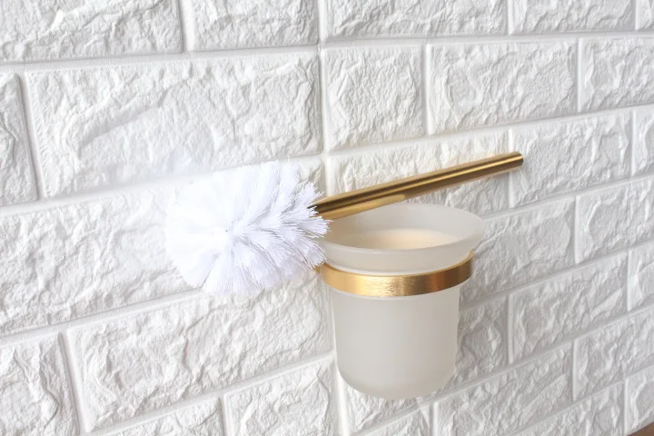 Space aluminum alloy toilet bowl brush holder cleaning with glass gold for bathroom | Обустройство дома