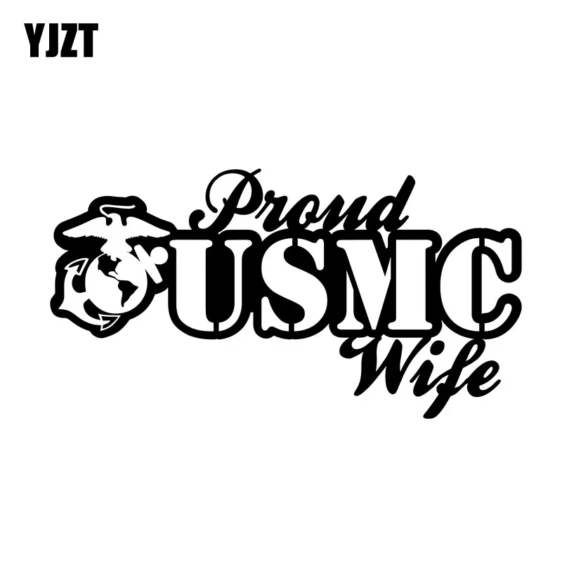 YJZT 17CM*9.1CM USMC United States Marine Corps Proud Wife Vinyl Car Sticker Decals Black/Silver C3-0089 | Автомобили и мотоциклы