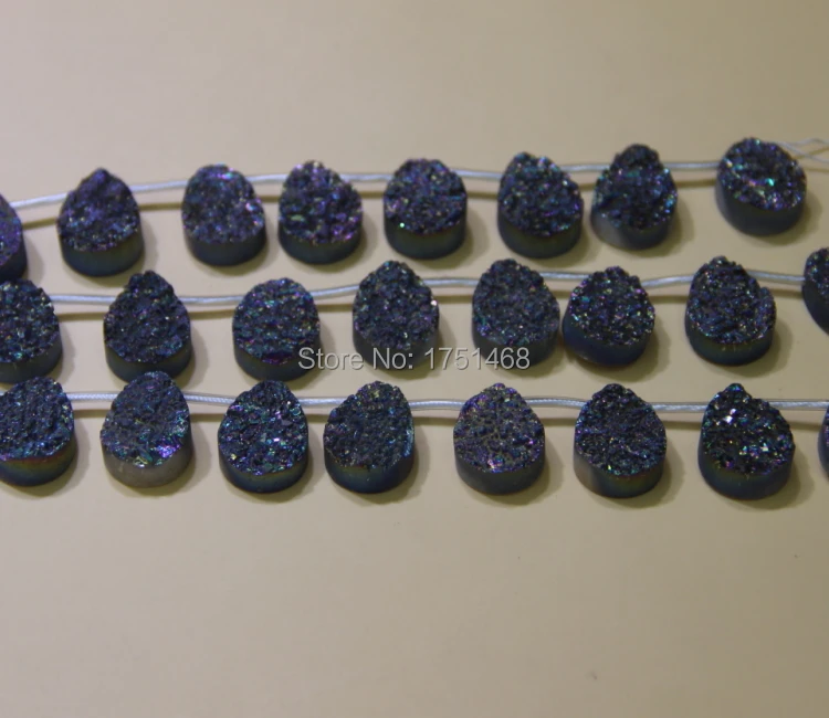 

Charming Rainbow Titanium Druzy Stone Quartz Teardrop Bead Pendants Top Drilled Drusy Necklace Slab Bead Jewlery Making