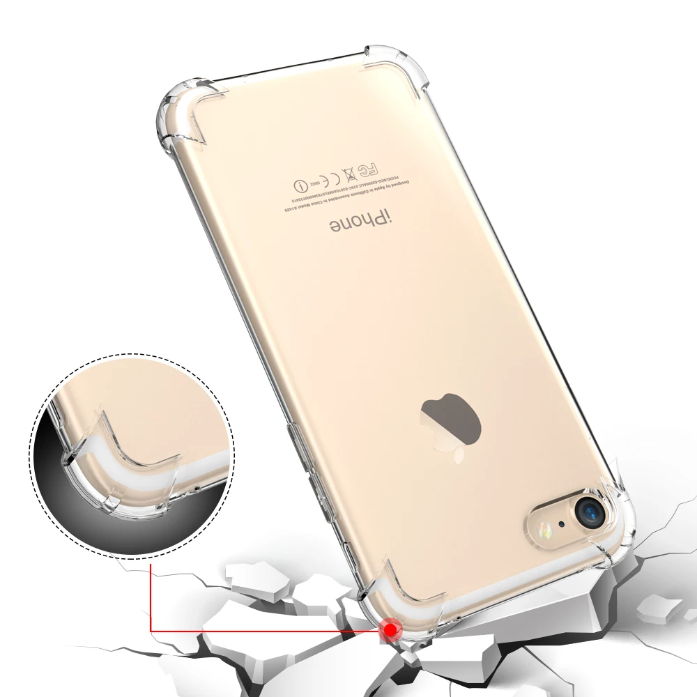 Прозрачный Анти Стук Мягкие TPU Silicone Case For iPhone 7 6 s Плюс Samsung Galaxy S7 Edge Случаи Кристалл